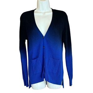 Naadam 100% Cashmere Cardigan in Blue & Black NWT Size X-Small